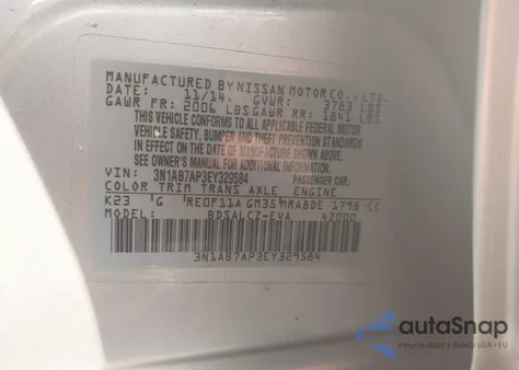 2014 Nissan Sentra S from USA, damaged, VIN 3N1AB7AP3EY329584